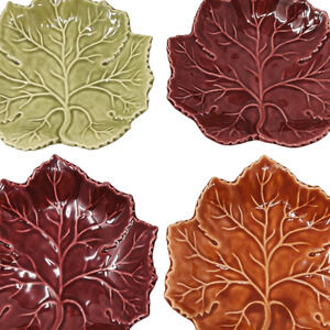 4x Olfaire Portugal Small Leaf Plate Dish Bowl 5.75" Salad Bread Snack Rustic